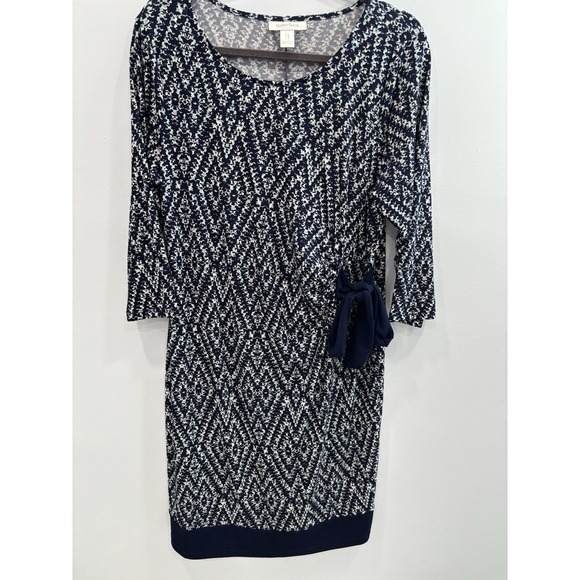 Motherhood Maternity Navy Teal Sheath Dress W/Adjustable Tie Waist Size Large - Picture 4 of 11